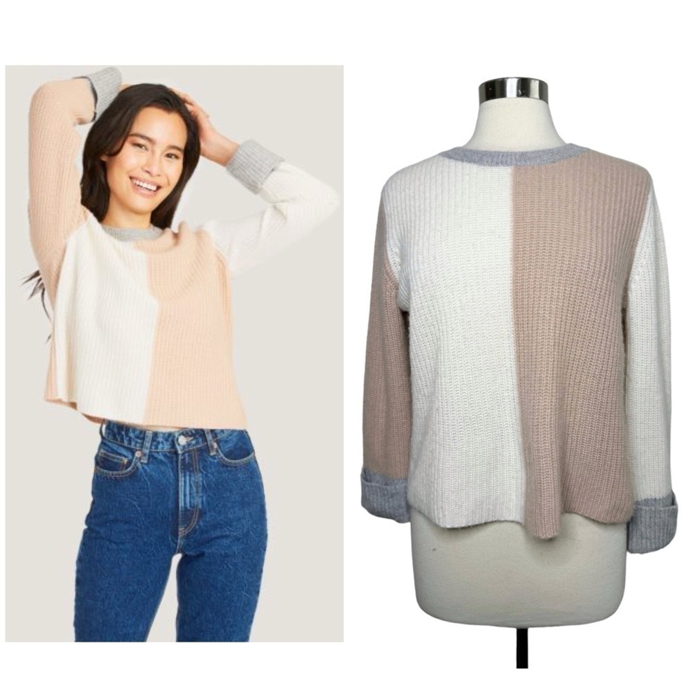AUTUMN CASHMERE Pure Cashmere Color Block Sweater size M